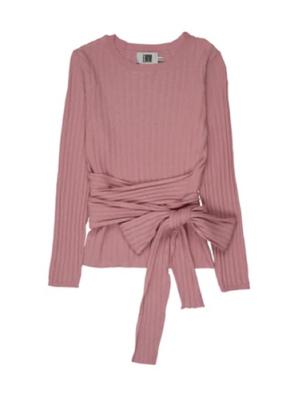 Emm by Teela 
Mauve Pink Rib Knit Wrap Waist Top Long Sleeve Womens Small NWT